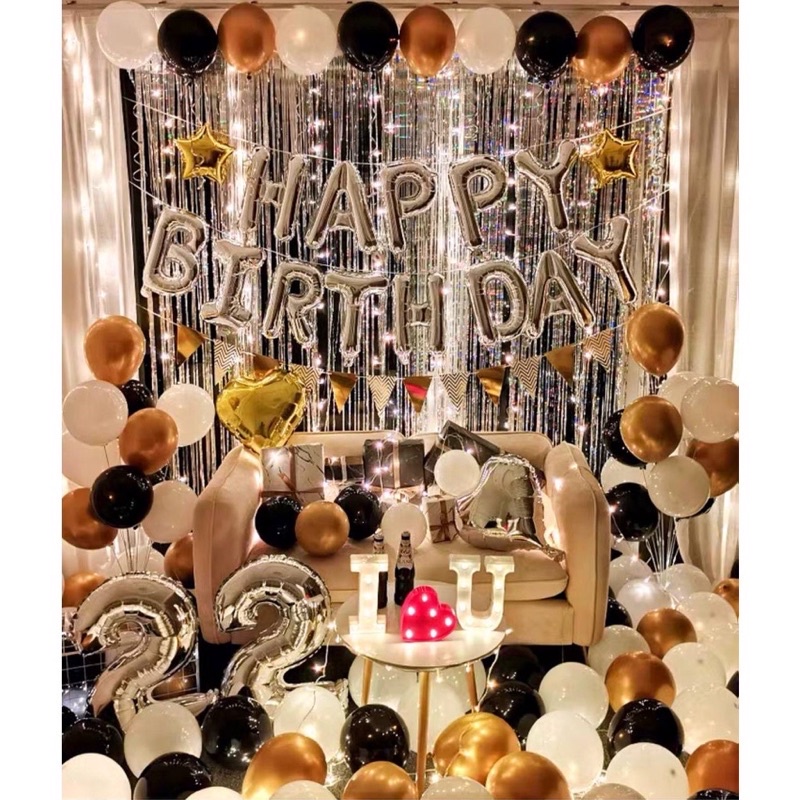 COBO Sét Bóng Trang Trí Sinh Nhật,Happy Birthday Kèm Đầy Đủ Phụ Kiện (Tặng Đèn Led)