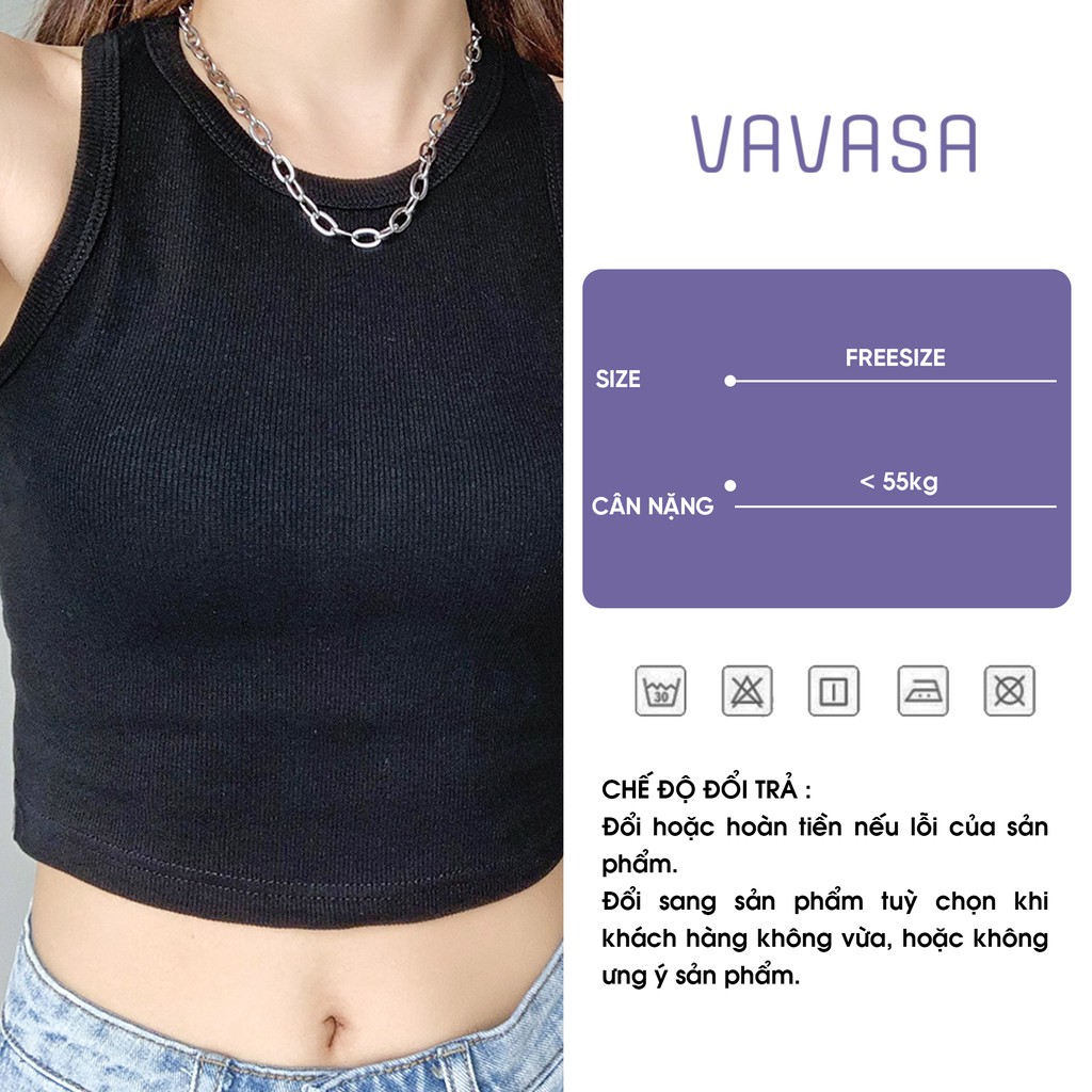 Áo croptop nữ ba lỗ nữ kiểu ôm bigsize cổ tròn thun body tập gym thể thao VAVASA AD01