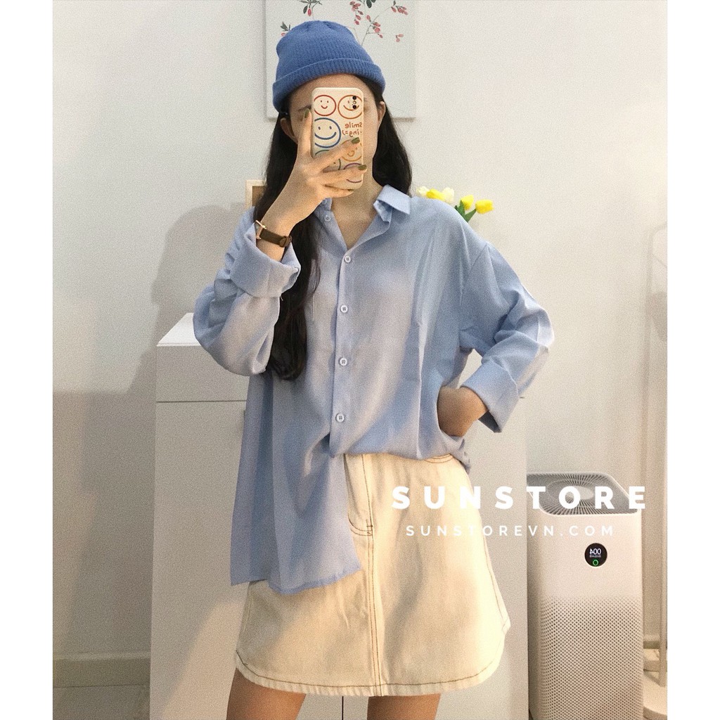 Áo sơ mi nữ tay dài basic nhiều màu Ulzzang