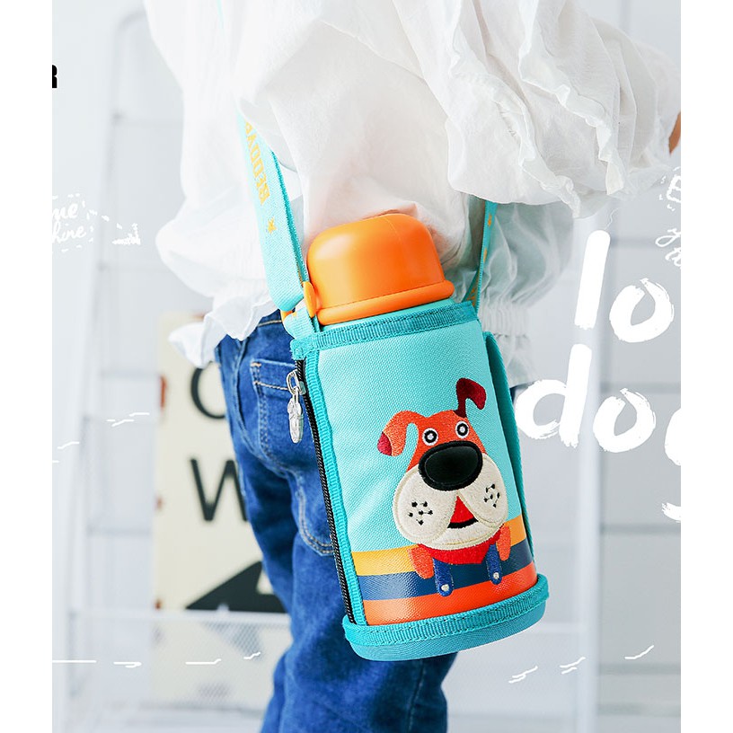 Bình giữ nhiệt trẻ em Beddybear - 3 Nắp thay thế - Hình con Chó - 630ml - Tặng kèm móc khóa - RT104-630-CHO. Chính hãng