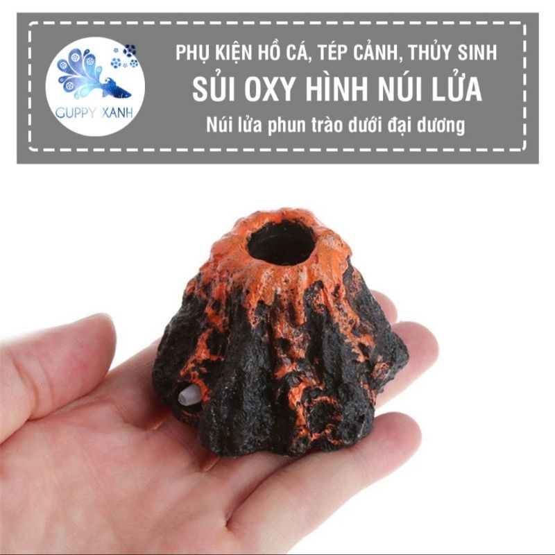 Đầu sủi oxy hình núi lửa, tạo oxy và trang trí hồ cá