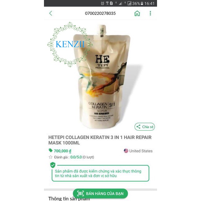 Kem hấp ủ tóc tái sinh phục hồi hư tổn He Tepi Collagen Keratin 3 in 1 siêu mềm mượt chính hãng 1000ml - KENZII HAIR