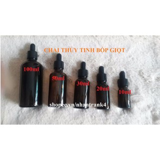 Lọ thủy tinh đựng tinh dầu 10ml 20ml 30ml 50ml 100ml chai serum bóp giọt đen