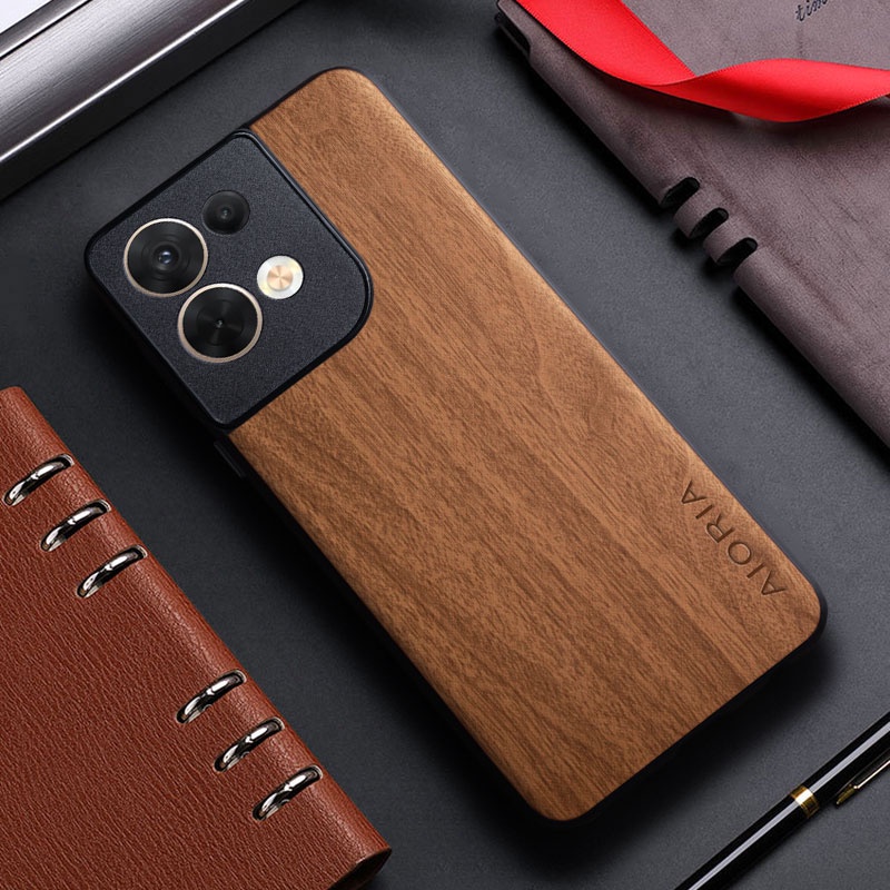 Ốp Bao Da Điện Thoại Họa Tiết Vân Gỗ Cho oppo reno 8 pro reno 7 4g 5g reno 8 pro reno8 reno7 Ốp