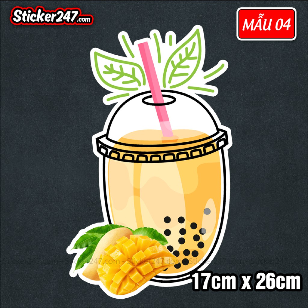 Sticker hình dán trà sữa trân châu, sinh tố, nước ép 𝑭𝒓𝒆𝒆𝒔𝒉𝒊𝒑 trang trí quán cà phê, trà sữa, quán ăn, dán tường, quầy
