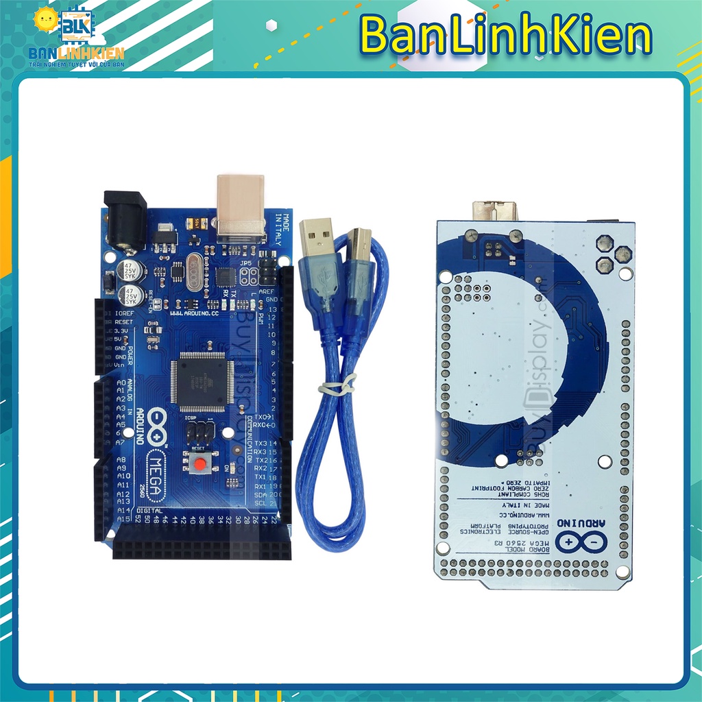 Kit học tập arduino mega2560 kèm cáp nạp bảo hành 6 tháng/ 16u2/ ch340/ kèm cáp nạp