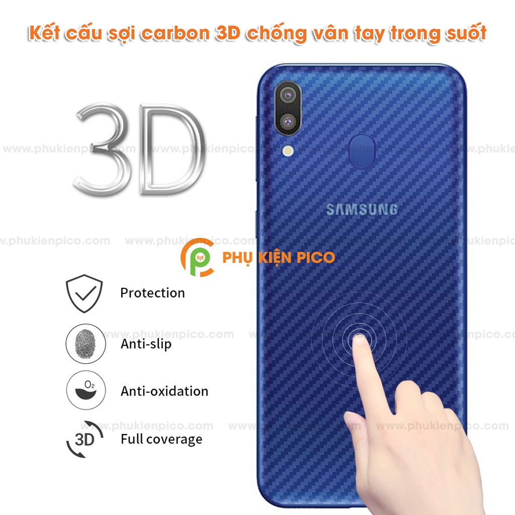 Dán lưng Samsung A30 trong suốt nổi vân Carbon 3D tản nhiệt tốt - Dán lưng vân Carbon Samsung Galaxy A30