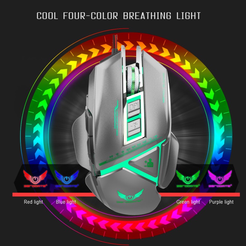 Chuột cơ gaming led RGB 3200DPI - X400GY Gray mechanical Gaming mouse 11 Key