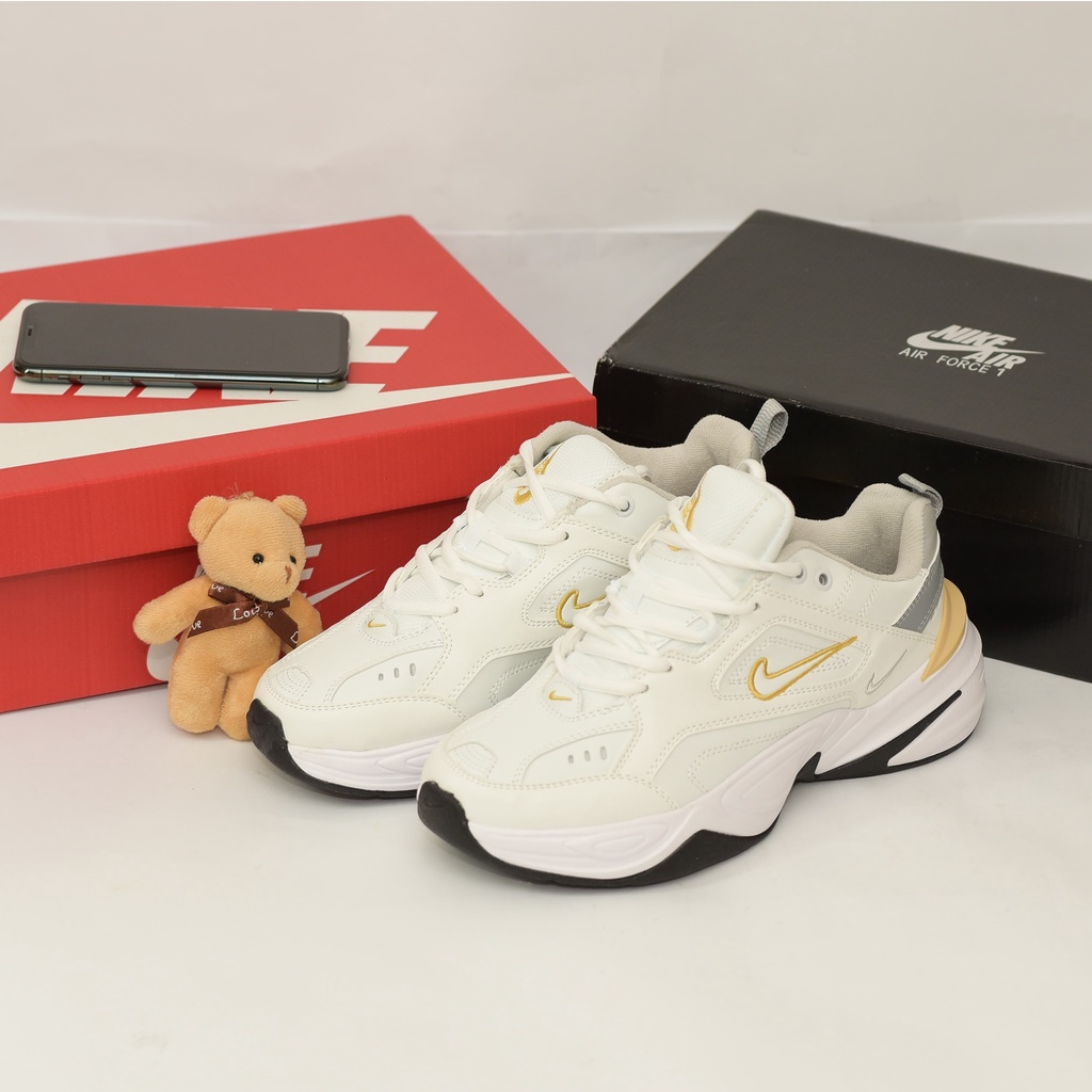 Giày Sneaker Nam Nữ M2k Tekno Full Trắng Vàng