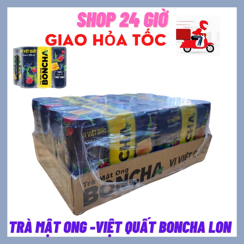 Trà Mật Ong Vị Việt Quất BONCHA 1 Lốc 6 Lon