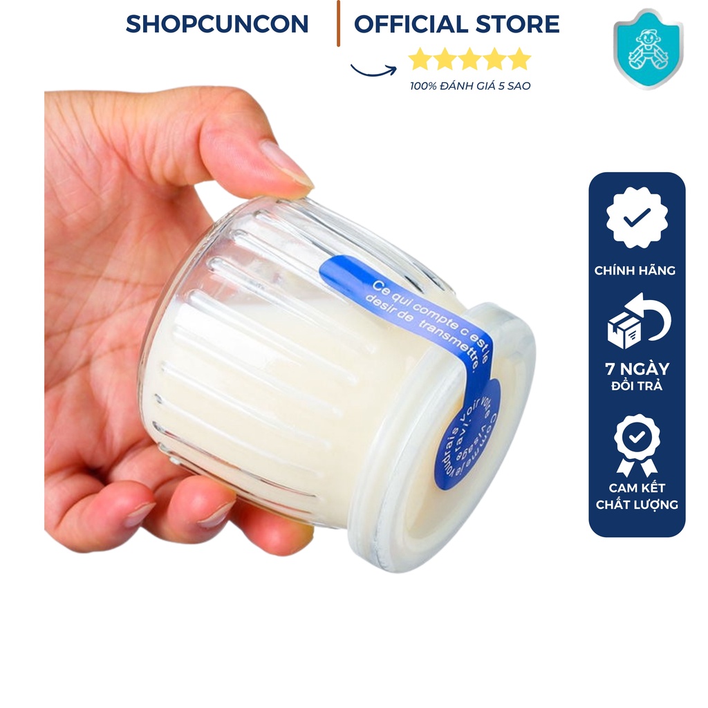 Hũ sữa chua thủy tinh sọc 130ml làm yaua nắp nhựa, hủ làm sữa chua yaourt