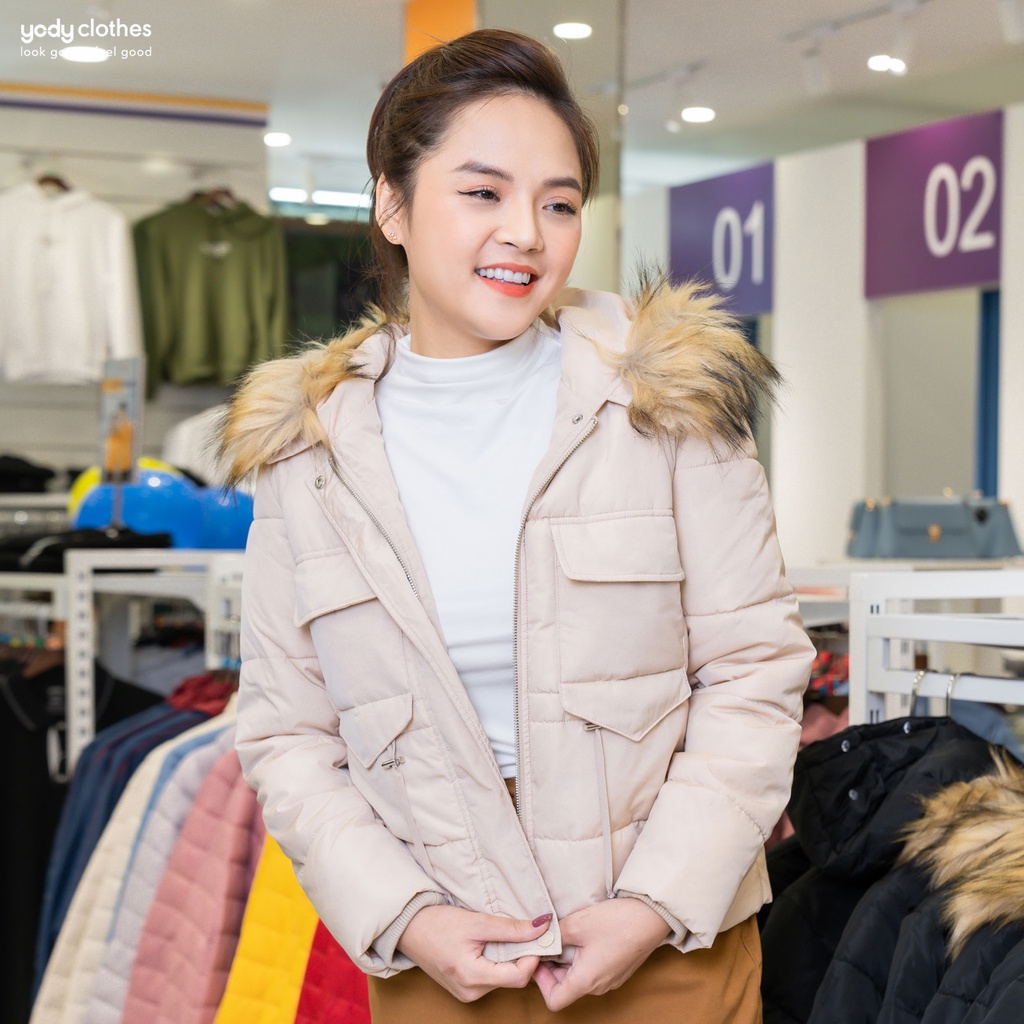 Áo phao nữ mũ lông YODY rút eo đơn giản, trẻ trung PHN4006 | BigBuy360 - bigbuy360.vn