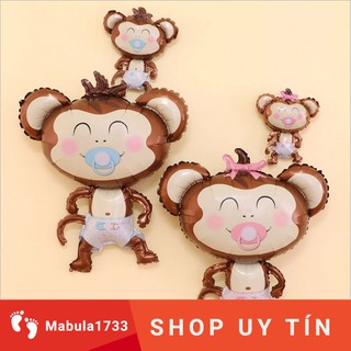 Bóng khỉ nâu, bóng bay hình con khỉ ngậm ti size to size nhỏ giá cực rẻ