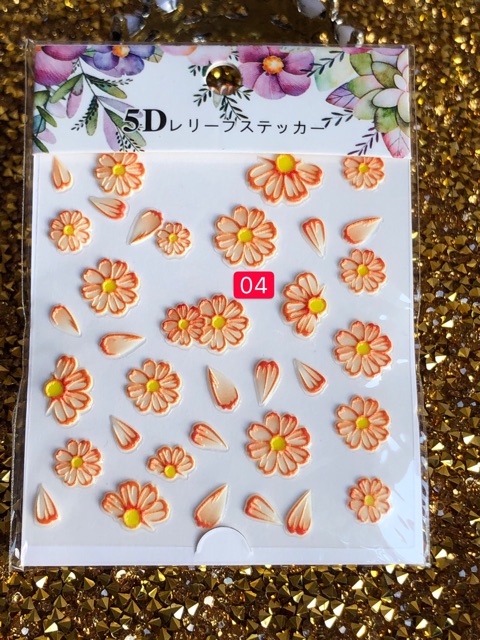 Sticker hoa nổi 5d miếng dán móng hot mới