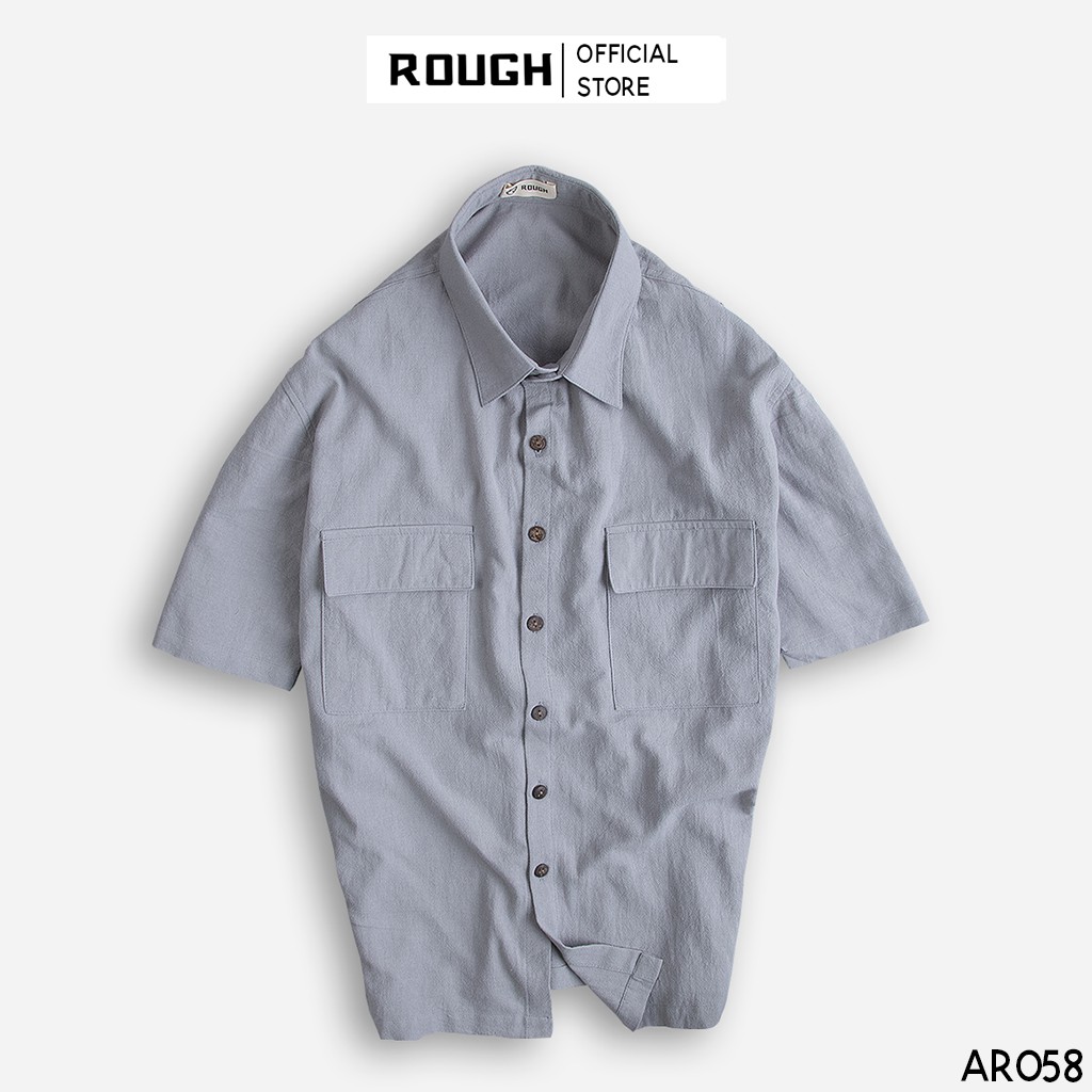 Áo Đũi Nam Sơ Mi Cổ Bẻ ROUGH Dáng Cộc Tay Linen Basic Túi Hộp Trẻ Trung | BigBuy360 - bigbuy360.vn