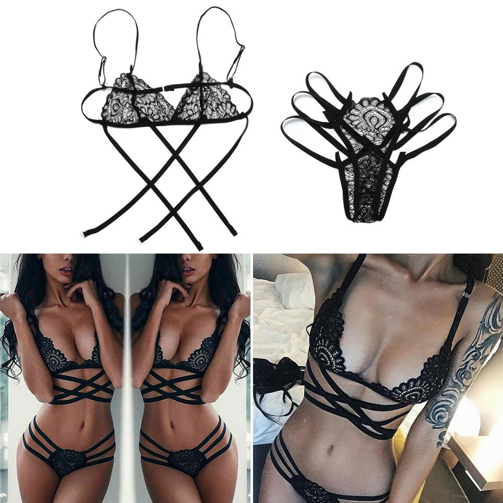 Bộ Đồ Lót Ôm Dáng Phối Dây Chéo Hở Lưng Thời Trang Gợi Cảm Cho Nữ