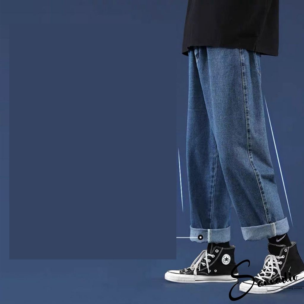 Quần jean baggy nam form rộng nam dễ phối đồ chất jean đẹp không phai màu QD21
