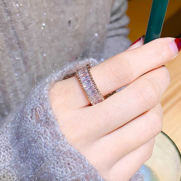 【Blue Diamond】Korean-Style Simple Forefinger Ring Knuckle Ring  Students Fashion Zircon Luxury Japanese And Korean-Style Open Ring