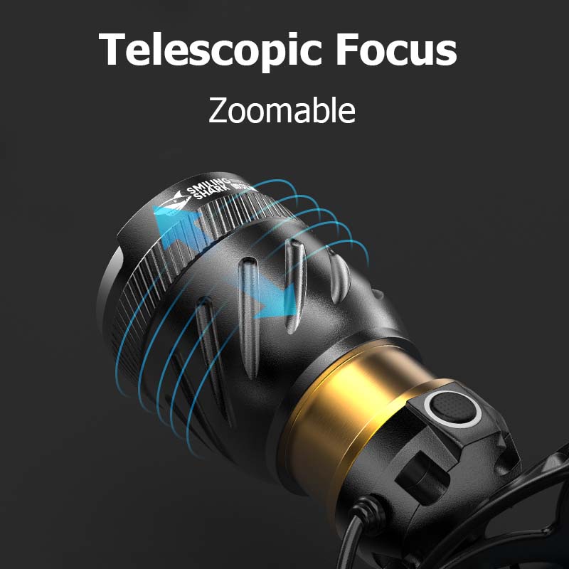 Đèn pin đội đầu Smiling Shark TD1130 sạc USB 2500lm siêu sáng có thể thu phóng chống thấm nước