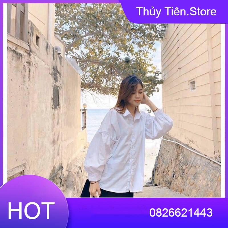 ÁO SƠ MI TRẮNG TAY PHỒNG VIỀN BÈO DÀI TAY OVERSIZE - ÁO SOMI NỮ TAY DÀI MÀU TRẮNG HOT 💎 👗💝