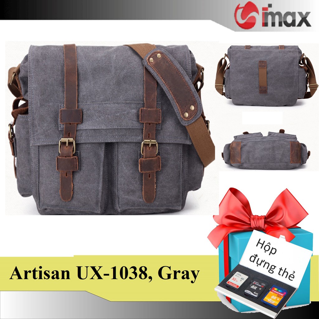 Túi máy ảnh đeo chéo Artisan UX-1038, 6 màu, Tặng hộp đựng thẻ nhớ