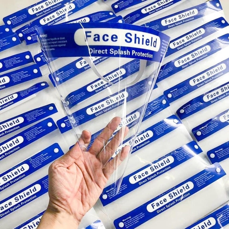 Kính bảo hộ, kính chống giọt bắn Face Shield loại có dây đeo và xốp bảo vệ trán