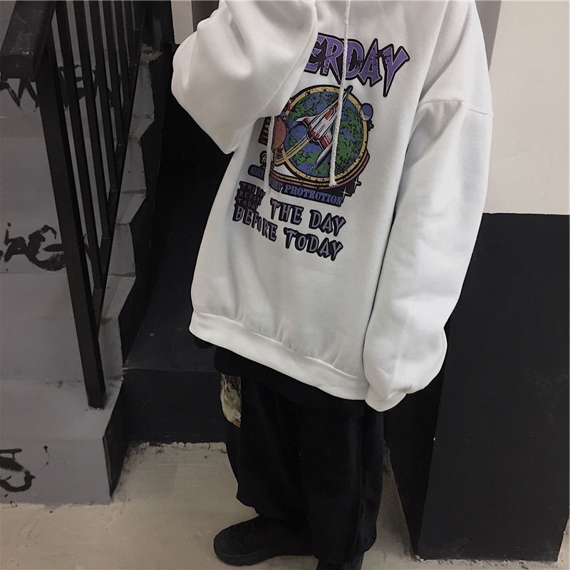 Áo Hoodie Dáng Rộng Thời Trang Retro Hàn Quốc Dành Cho Nam