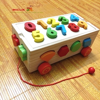 Đồ Chơi Xe Kéo Thả Hình Khối Và Số Đếm Cho Bé - Đồ Chơi Thông Minh Montessori Cho Bé - Đồ Chơi Trí Tuệ