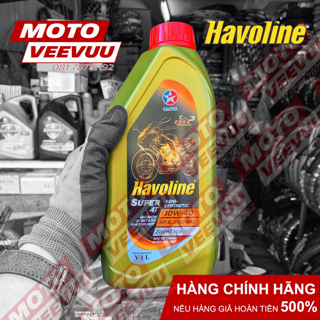 Dầu nhớt xe số Caltex Havoline Super 4T Semi 10W40 1 Lít &amp; 800ml