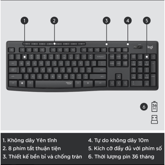 Bộ Bàn phím Chuột Không Dây Logitech MK295 Wireless