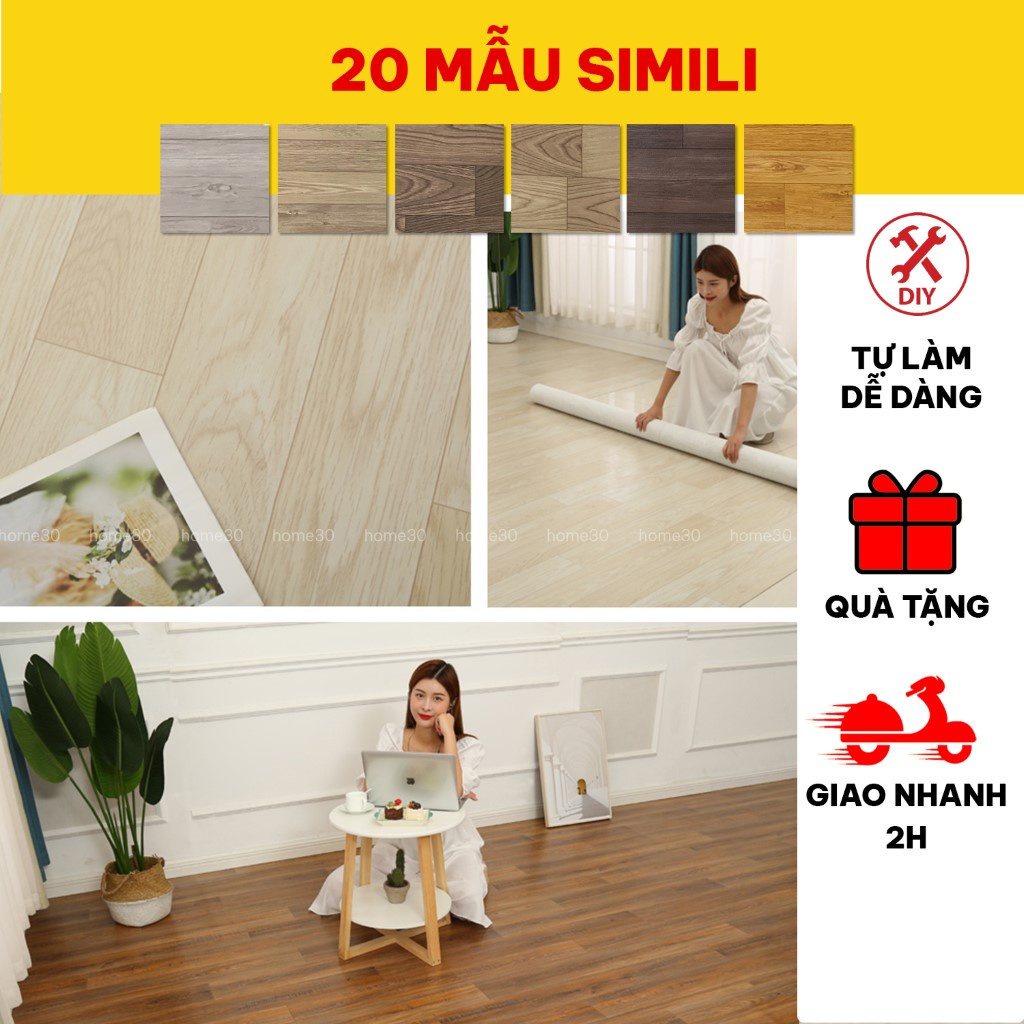 simili lót sàn vân gỗ , thảm nhựa trải sàn pvc chống thấm - HOME30