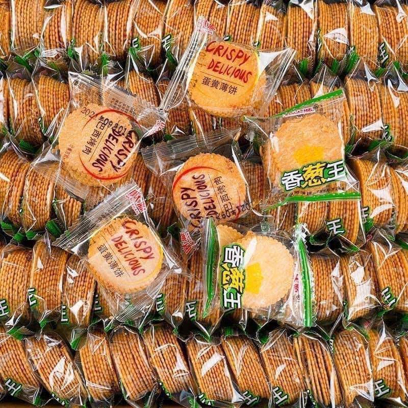 Thùng 1 Kg Bánh Quy Mặn Đồng Tiền Mix Vị, Bánh Kẹo Tết Siêu Ngon