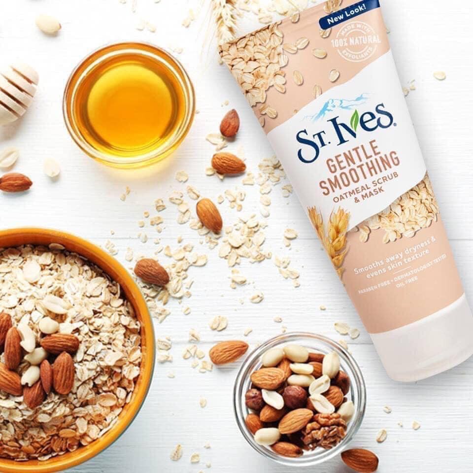 Mặt nạ dưỡng da và tẩy tế bào chết St.Ives Smooth & Nourished Scrub & Mask Oatmeal Lúa mạch