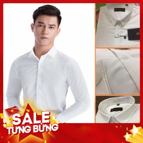 ( Xả Kho ) Áo Sơ Mi Trắng Công Sở Nam - Vải Lụa Thái Cao Cấp Chống Nhăn - Dáng Ôm Body Hàn Quốc - Giá Rẻ Cực Đẹp - Hàng