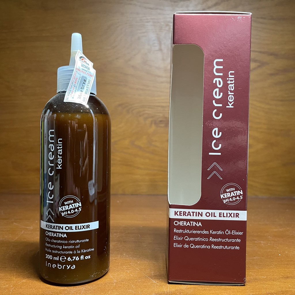 Tinh dầu chống cháy tức thời và phục hồi hư tổn Inebrya Keratin Oil Elixir 200ml