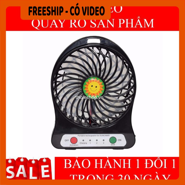 Quạt bàn  👉BH 1 THÁNG 👈  Quạt Để Bàn Mini 3 Cấp Độ Pin Sạc nhỏ gọn, cầm tay dễ dàng  024