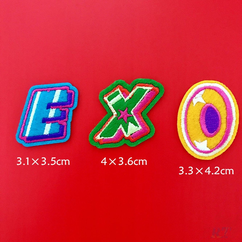 Set 3 miếng vá thêu họa tiết tên nhóm nhạc Kpop EXO/BTS dùng trang trí