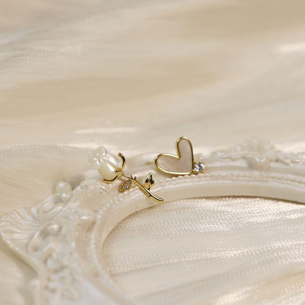 Bông Tai Hình Trái Tim Hoa Hồng Phong Cách Retro Thời Trang Cho Nữ