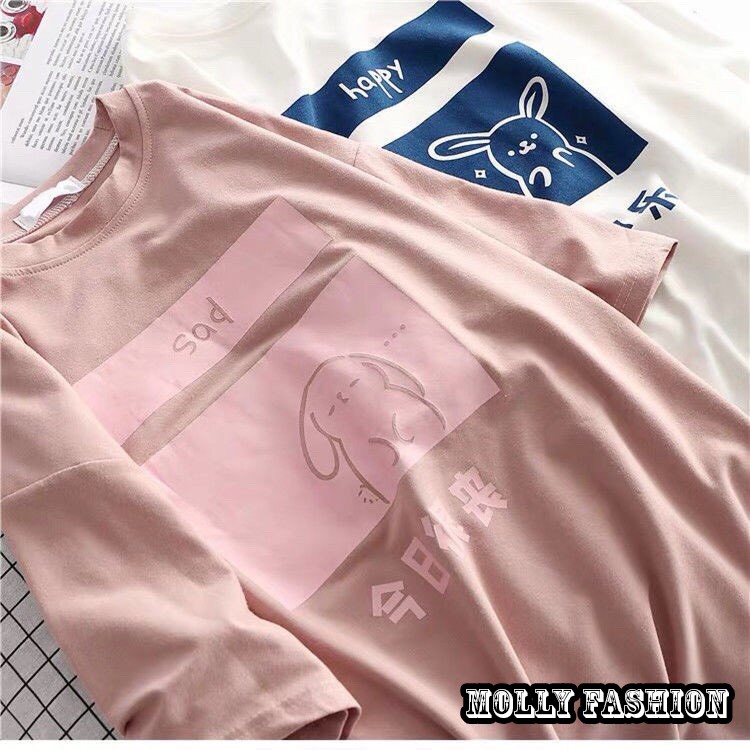Áo thun tay lỡ ❤️ Áo phông Unisex HAPPY SAD form rộng Unisex Molly Fashion
