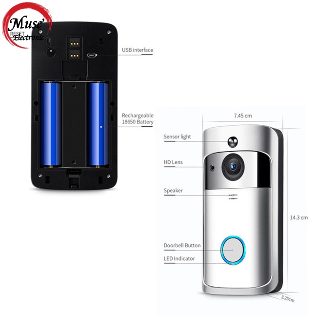 Chuông Cửa Có Camera Thông Minh V5 Wifi 720p Không Dây Chống Nước
