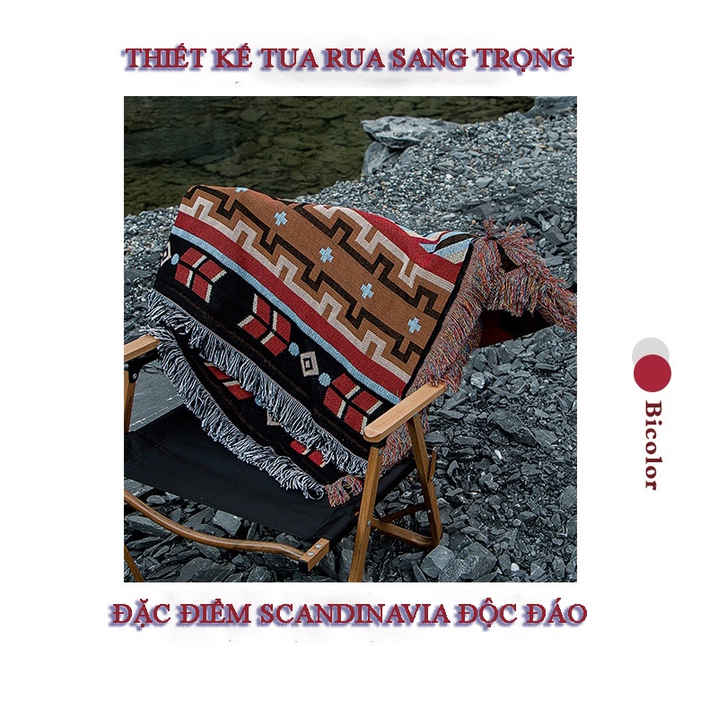 Thảm Dã Ngoại Cắm Trạm Họa Tiếp Thổ Cẩm MOUNTAINHIKER, Khăn Trải Bàn Dã Ngoại