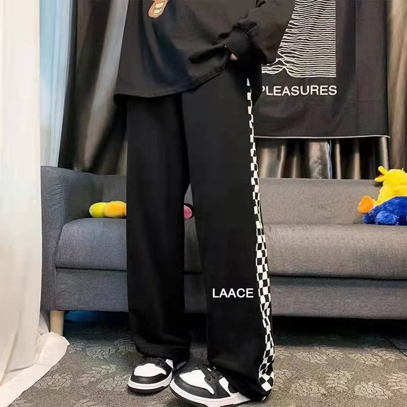 Quần Dài Ống Rộng Họa Tiết Caro Phong Cách Thời Trang Dành Cho Nam Và Nữ