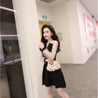 Đầm Cổ Vest Tay Voan