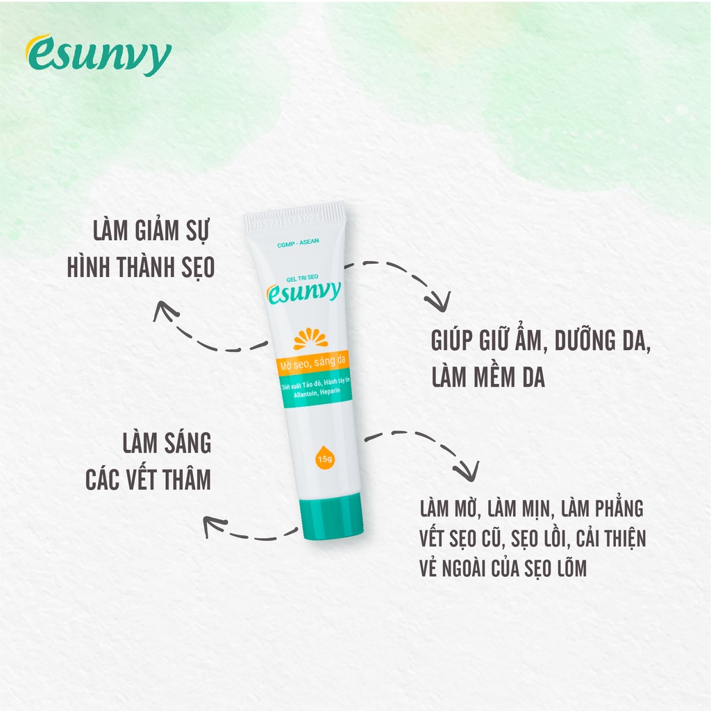 Gel Mờ Sẹo Esunvy Thành Phần Tự Nhiên Giúp Giảm Thâm, Giữ Ẩm Cho Da Tuýp 15g TMP015