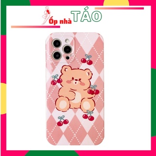 Ốp lưng iPhone silicon 2 khung hình gấu bảo vệ camera