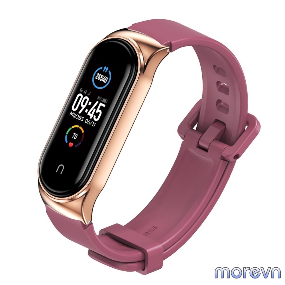 Dây đeo silicon mặt kim loại CS Mi band 4, mi band 3 chính hãng MIJOBS, dây đeo thay thế MiBand 4, 3 MIJOBS