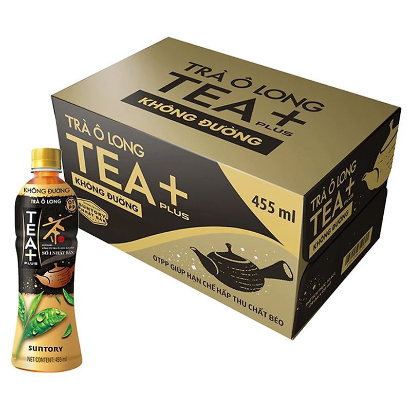 Thùng 24 Chai Trà Olong Không Đường Tea Plus 455ml/Chai