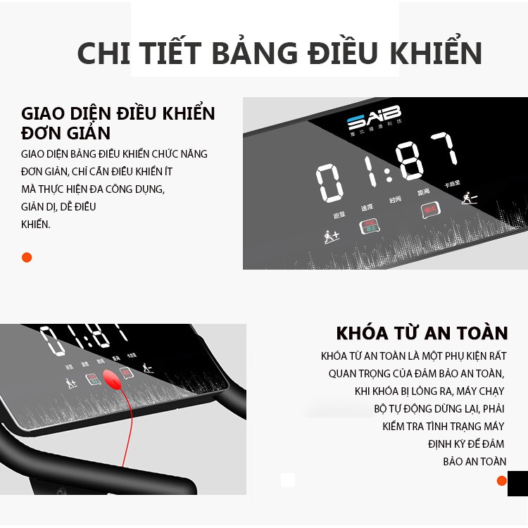 💥🏃🏻‍♂️HÀNG LOẠI 1💥 Máy chạy bộ tại nhà SAIB S1, có thể gấp gọn thuận tiện, yên tĩnh chống xóc chống rung, tiết kiệm điện