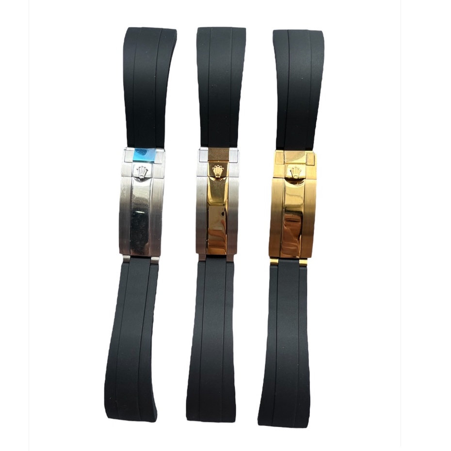 Dây đồng hồ Rolex cao su đen kèm khoá đầu bằng size 20mm 21mm Tặng Kèm Đồ Thay