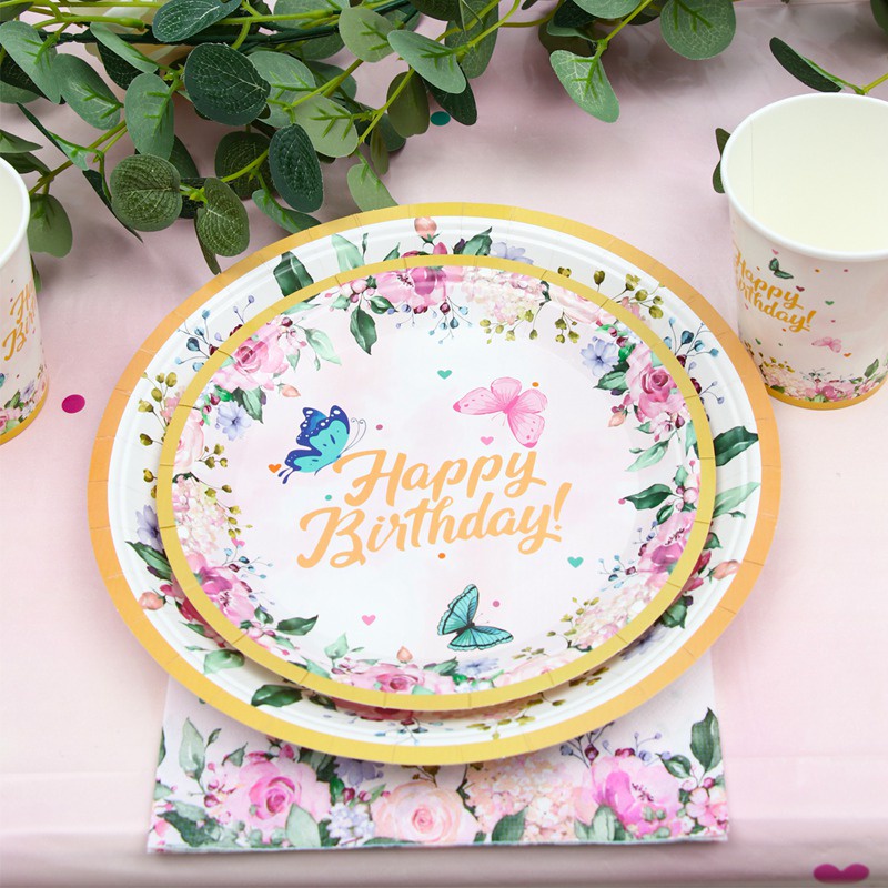 Bộ 10 Món Dụng Cụ Bàn Ăn Và Ống Hút Màu Sắc Trơn Dùng Một Lần Trang Trí Tiệc Sinh Nhật Bé